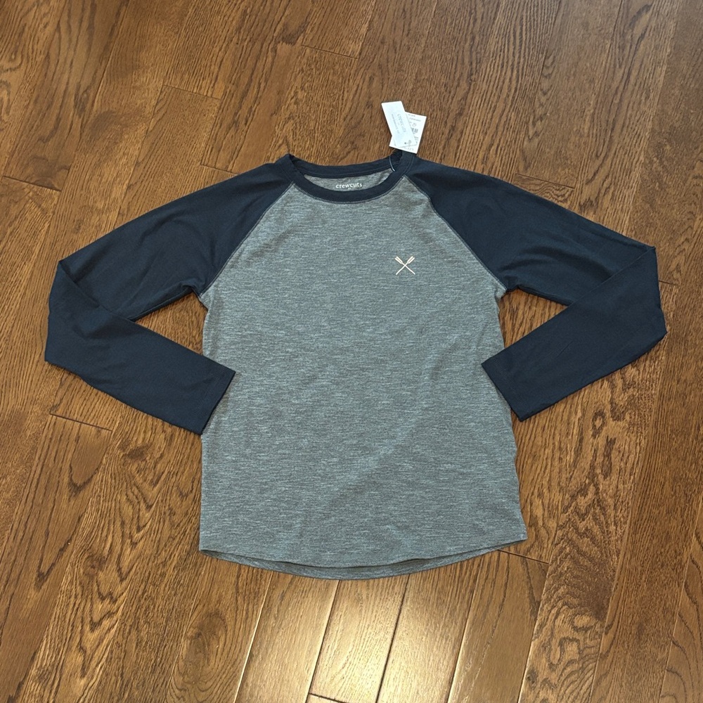 Crewcuts NWT Gray & navy Raglan Long Sleeve Shirt